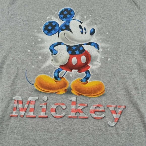 MICKEY Mouse T Shirt M USA Disney American Stars Grey Red White Blue - Picture 2 of 4